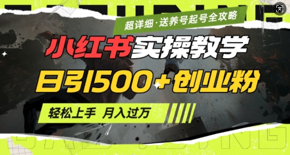 2月小红书最新日引500+创业粉实操教学【超详细】小白轻松上手，月入1W+，附小红书养号起号SOP-资源鲟