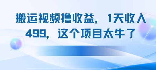 搬运抖音中视频撸收益，1天收入多张，这个项目太牛了-资源鲟