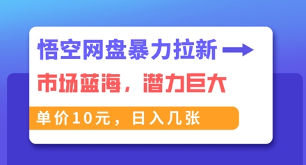 悟空网盘暴力拉新：一单10元，市场空白，日入几张-资源鲟
