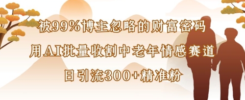 被99%博主忽略的财富密码：用AI批量收割中老年情感赛道，日引流300+精准粉-资源鲟