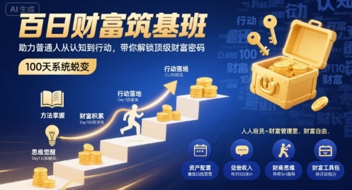 百日财富筑基班，助力普通人从认知到行动，带你解锁顶级财富密码-资源鲟