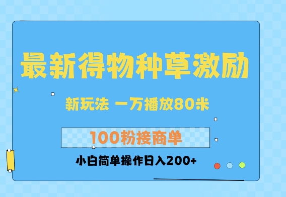 最新得物创作者收益玩法，一万播放100+，后续接广告变现，小白简单操作日入200+-资源鲟