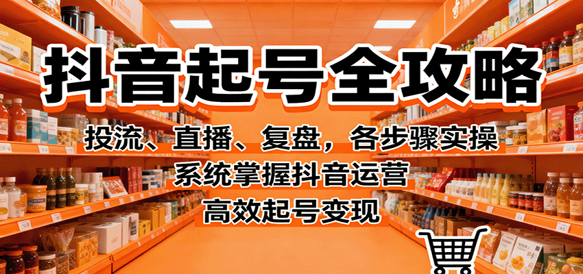 抖音起号全攻略，投流、直播、复盘，各步骤实操，系统掌握抖音运营，高效起号变现-资源鲟