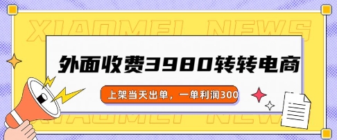 外面收费3980的转转电商玩法，上架当天出单，一单利润3张-资源鲟
