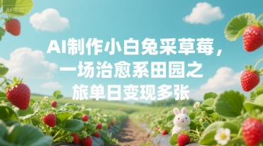 AI制作小白兔采草莓，一场治愈系田园之旅单日变现多张-资源鲟