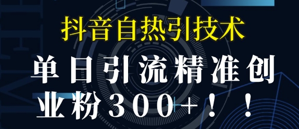 抖音自热引流，单日引流精准创业粉300+-资源鲟