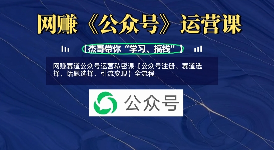 网创赛道公众号运营私密课【公众号注册、赛道选择、话题选择、引流变现】全流程-资源鲟