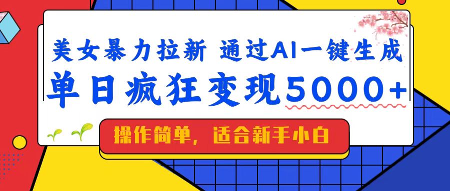 （14347期）美女暴力拉新，通过AI一键生成，单日疯狂变现5000+，纯小白一学就会！-资源鲟