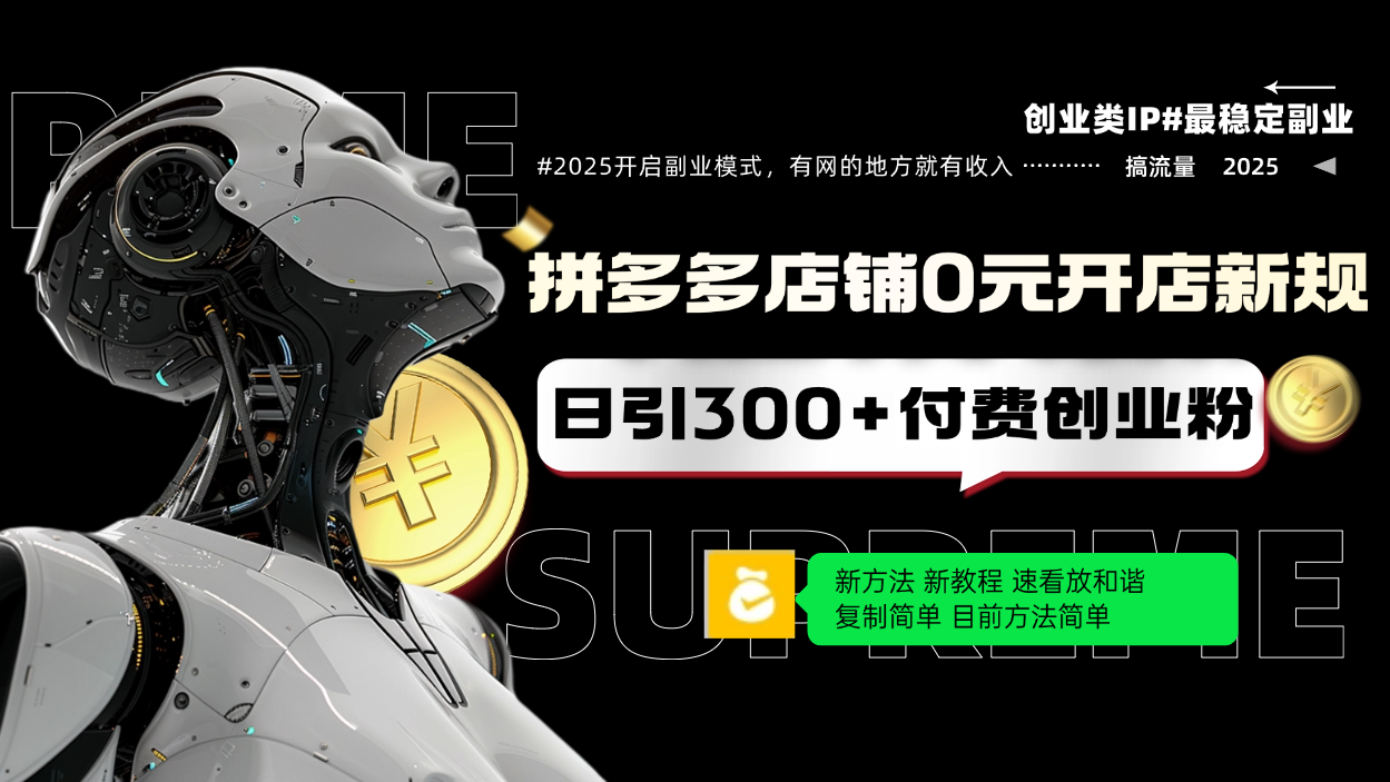 （14092期）拼多多店铺0元开店新规，日引300+付费创业粉，目前方法简单复制粘贴可矩阵-资源鲟