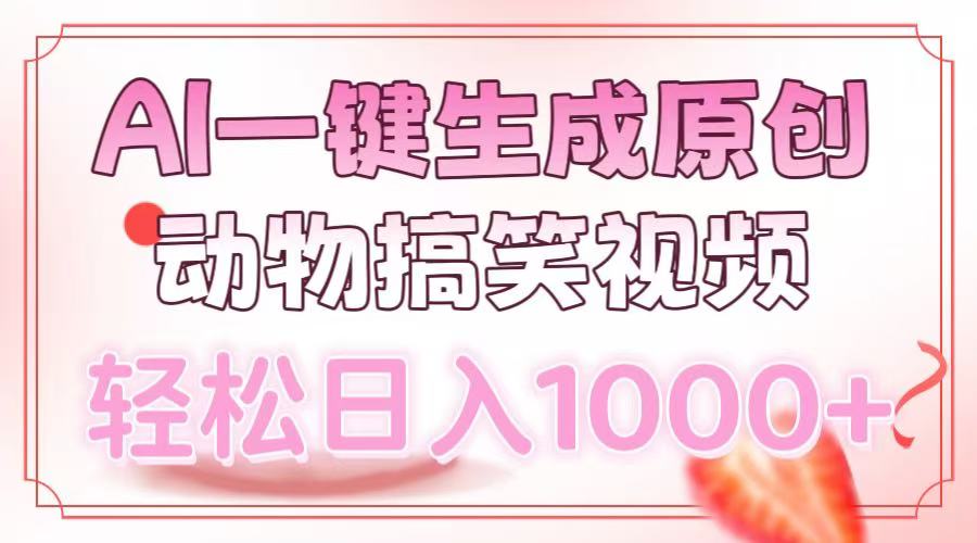 （13884期）AI一键生成原创动物搞笑视频，轻松日入1000+-资源鲟