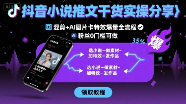 抖音小说推文干货实操分享，混剪+AI图片卡特效爆量全流程，0粉丝0门槛可做-资源鲟