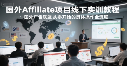 国外Affiliate项目线下实训教程，国外广告联盟从零开始的具体操作全流程-资源鲟