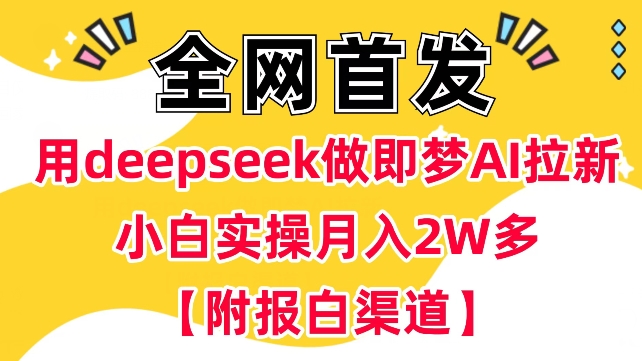 用deepseek做即梦Ai拉新 小白实操月入过W+【附报白渠道】-资源鲟