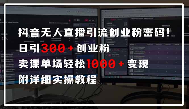 （14564期）抖音无人直播引流密码！日引300+创业粉 单场轻松1000+变现 附详细实操教程-资源鲟