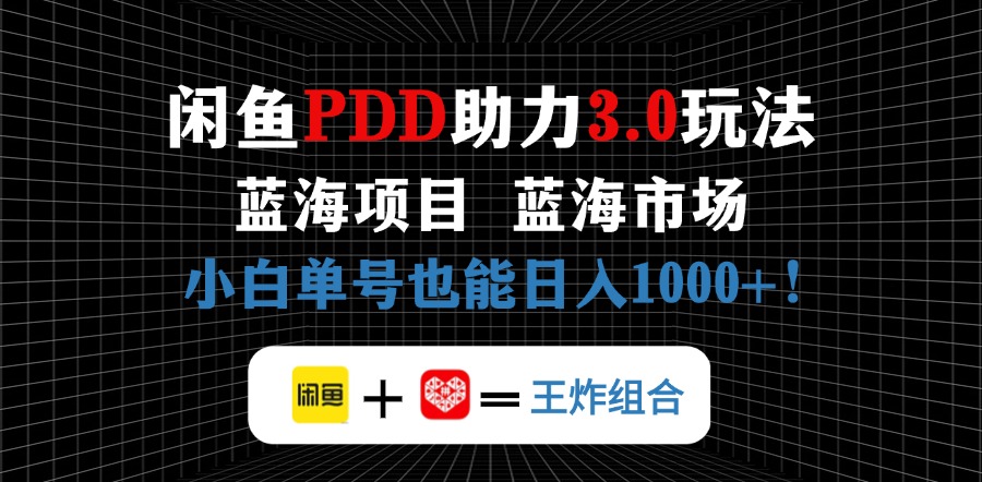 （14516期）闲鱼卖拼多多助力项目，蓝海市场新手也能单号日入1000+-资源鲟