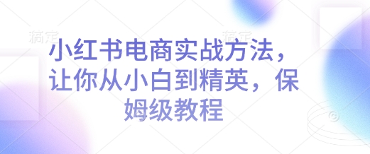 小红书电商实战方法，让你从小白到精英，保姆级教程-资源鲟