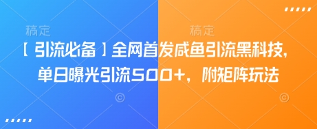 【引流必备】全网首发咸鱼引流黑科技，单日曝光引流500+，附矩阵玩法【揭秘】-资源鲟