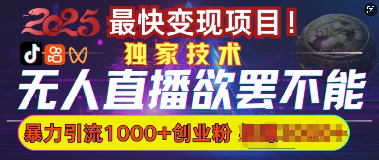 欲罢不能的无人直播引流，超暴力日引流1000+高质量精准创业粉-资源鲟