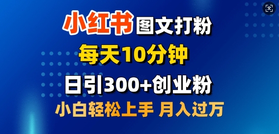 2月小红书图文打粉，每天10分钟，日引300+创业粉，小白轻松月入过W-资源鲟