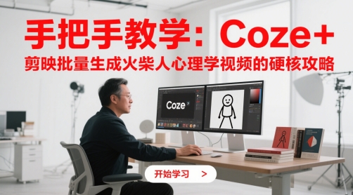 手把手教学：Coze + 剪映批量生成火柴人心理学视频的硬核攻略-资源鲟