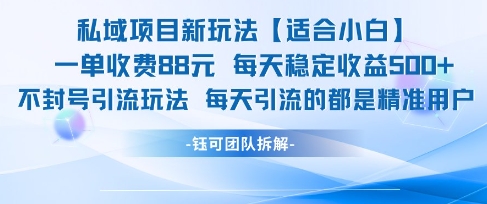 私域项目新玩法【适合小白】 一单收费88.每天稳定收益几张-资源鲟