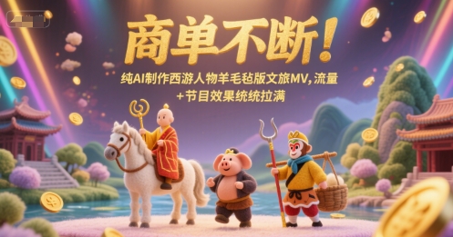 商单不断！纯AI制作西游人物羊毛毡版文旅MV，流量+节目效果统统拉满-资源鲟