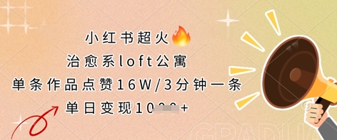 小红书超火的治愈系loft公寓，单条作品点赞16W，3分钟一条，单日变现数张-资源鲟