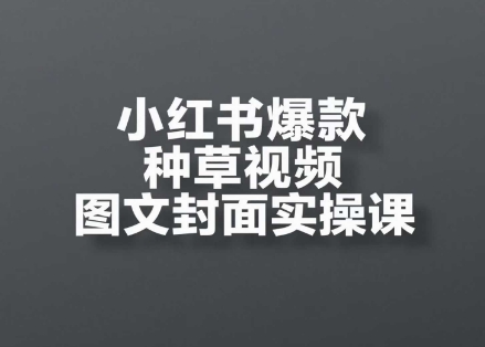 小红书爆款种草视频图文封面实操课，​开店、选品、引流、变现全流程-资源鲟