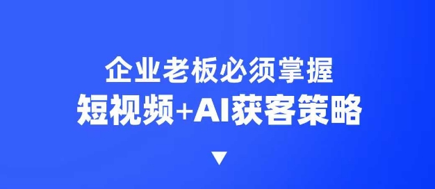 企业短视频AI获客霸屏流量课，6步短视频+AI突围法，3大霸屏抢客策略-资源鲟