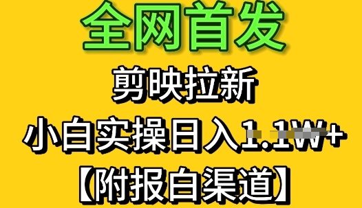 全网首发：剪映拉新，小白实操单日收益1k+【附报白渠道】-资源鲟