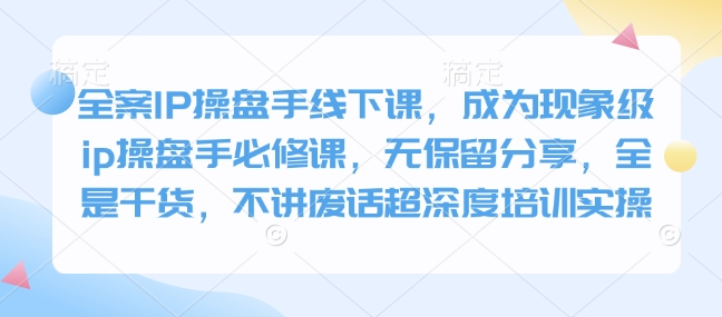 全案IP操盘手线下课，成为现象级ip操盘手必修课，无保留分享，全是干货，不讲废话超深度培训实操-资源鲟