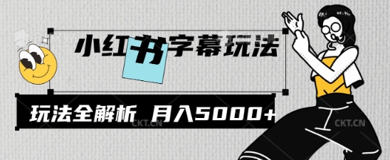 小红书字幕玩法，玩法全解析，月入2000+-资源鲟