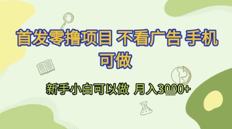 首发零撸项目 不看广告 手机可做 新手小白可以做  月入3k+【揭秘】-资源鲟