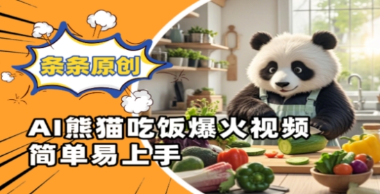 Ai熊猫吃饭爆火视频，条条原创，简单易上手-资源鲟