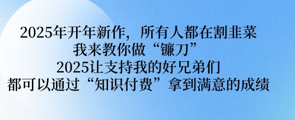 2025年开年新作，所有人都在割韭菜，我来教你做“镰刀” 2025让支持我的好兄弟们都可以通过“知识付费”拿到满意的成绩【揭秘】-资源鲟