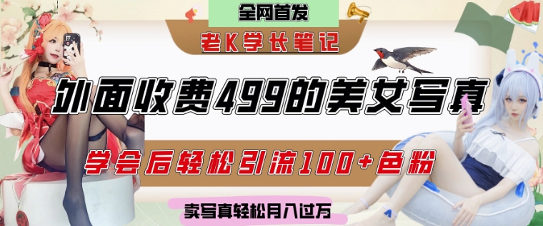 外面收费499的美女写真制作技术，学会后轻松引流S粉变现，日引100+S粉，轻松月入过W-资源鲟