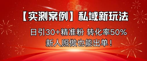 【实测案例】私域新玩法，日引30+精准粉，转化率50%，新人照做也能出单！-资源鲟