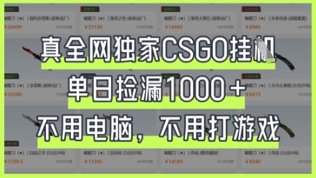 真全网独家CSGO挂G，单日捡漏1k+【揭秘】-资源鲟