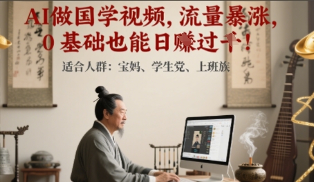 AI做国学视频，流量暴涨 ，0 基础也能日入多张-资源鲟