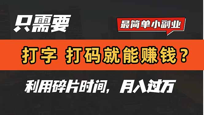 （14672期）只需要打字，打码，就能赚钱？简单的赚钱小副业，利用碎片时间，月入过万-资源鲟