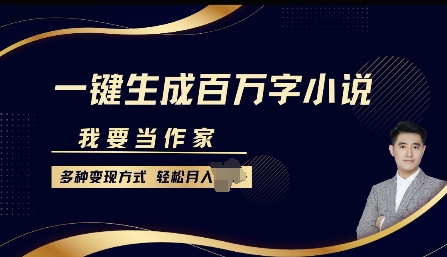 我要当作家，一键生成百万字小说，多种变现方式，轻松月入过W+-资源鲟