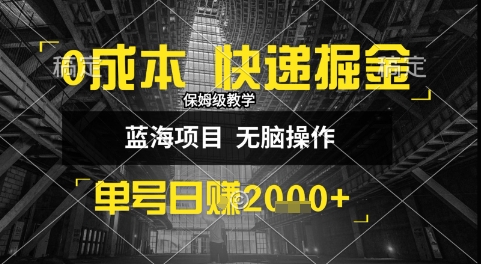 0成本快递掘金玩法，日入1k+，小白30分钟上手，收益嘎嘎猛【揭秘】-资源鲟