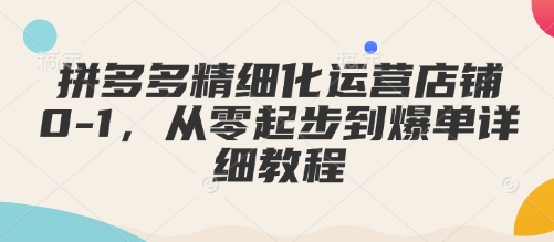 拼多多精细化运营店铺0-1，从零起步到爆单详细教程-资源鲟