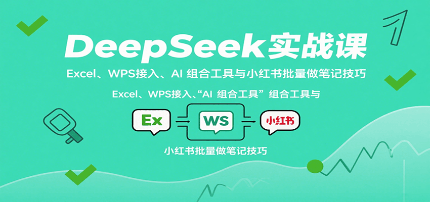 DeepSeek实战课：Excel、WPS接入、AI 组合工具与小红书批量做笔记技巧-资源鲟