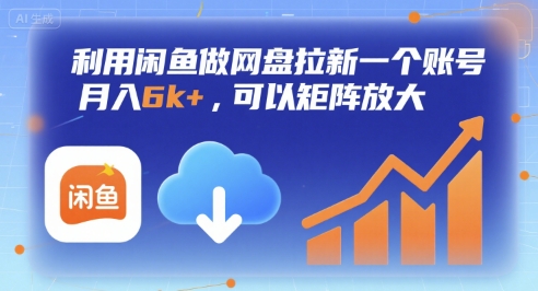 利用闲鱼做网盘拉新一个账号，月入6k+，可以矩阵放大-资源鲟