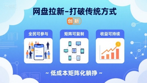 网盘拉新-打破传统方式，低成本矩阵化躺挣，全民可参与、矩阵可复制、收益可持续【揭秘】-资源鲟