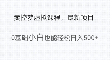 最新小众项目，利用人们猎奇的心理卖控梦虚拟课程，0基础小白也能轻松日入多张-资源鲟
