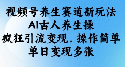 视频号养生赛道新玩法，AI古人养生操，疯狂引流变现，操作简单，单日变现多张-资源鲟