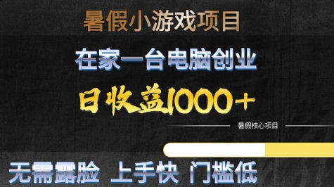 暑假小游戏项目，在家一台电脑创业，日收益1k+，无需露脸，上手快门槛低【揭秘】-资源鲟