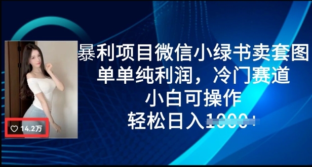 暴利项目微信小绿书卖套图，单单纯利润，冷门赛道， 小白可操作，轻松日入多张-资源鲟